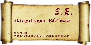 Stiegelmayer Rémusz névjegykártya